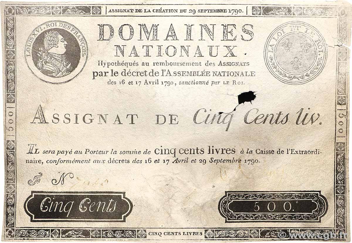 500 Livres Faux FRANCE  1790 Ass.10a G