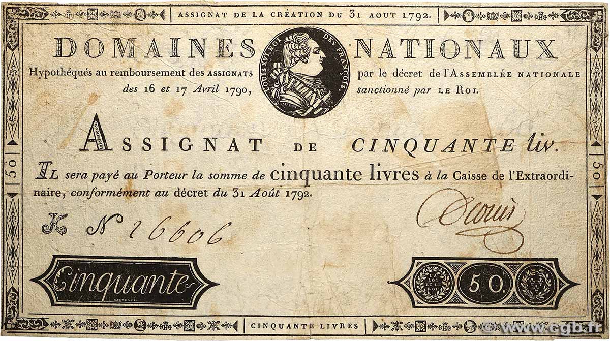 50 Livres FRANCIA  1792 Ass.32a BC