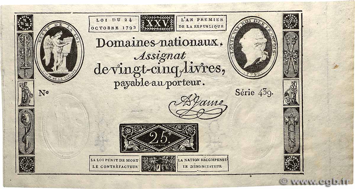 25 Livres FRANCIA  1792 Ass.37a SC+