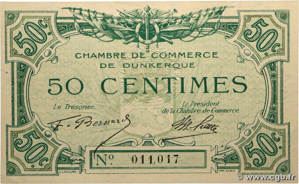50 Centimes FRANCE régionalisme et divers Dunkerque 1918 JP.054.01 SUP+