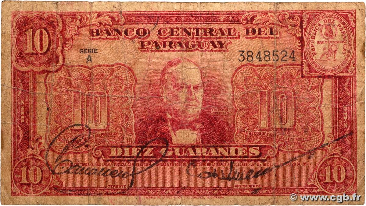 10 Guaranies PARAGUAY  1952 P.187a B