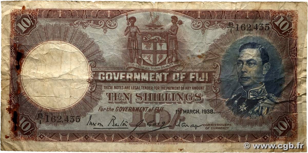 10 Shillings FIDJI  1938 P.038b TB