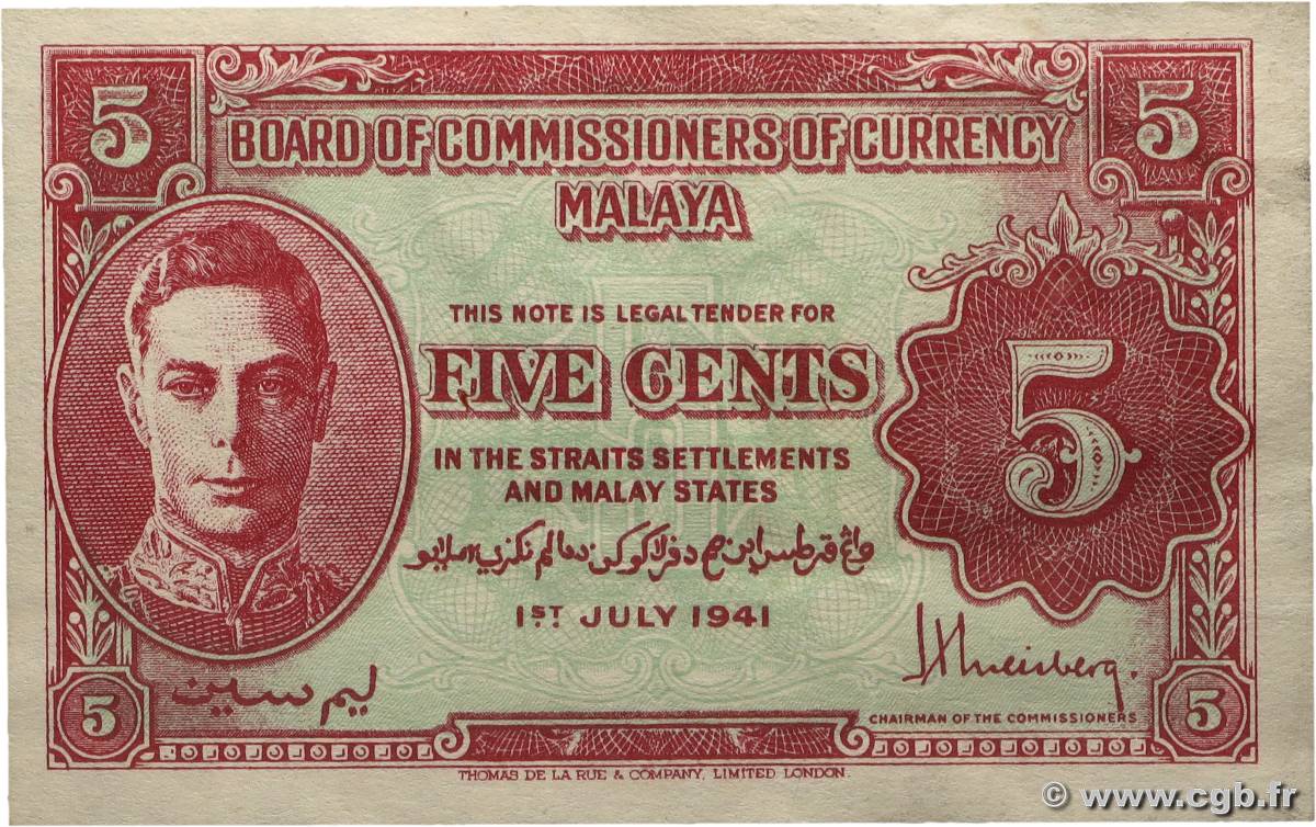 5 Cents MALAYA  1941 P.07a SUP