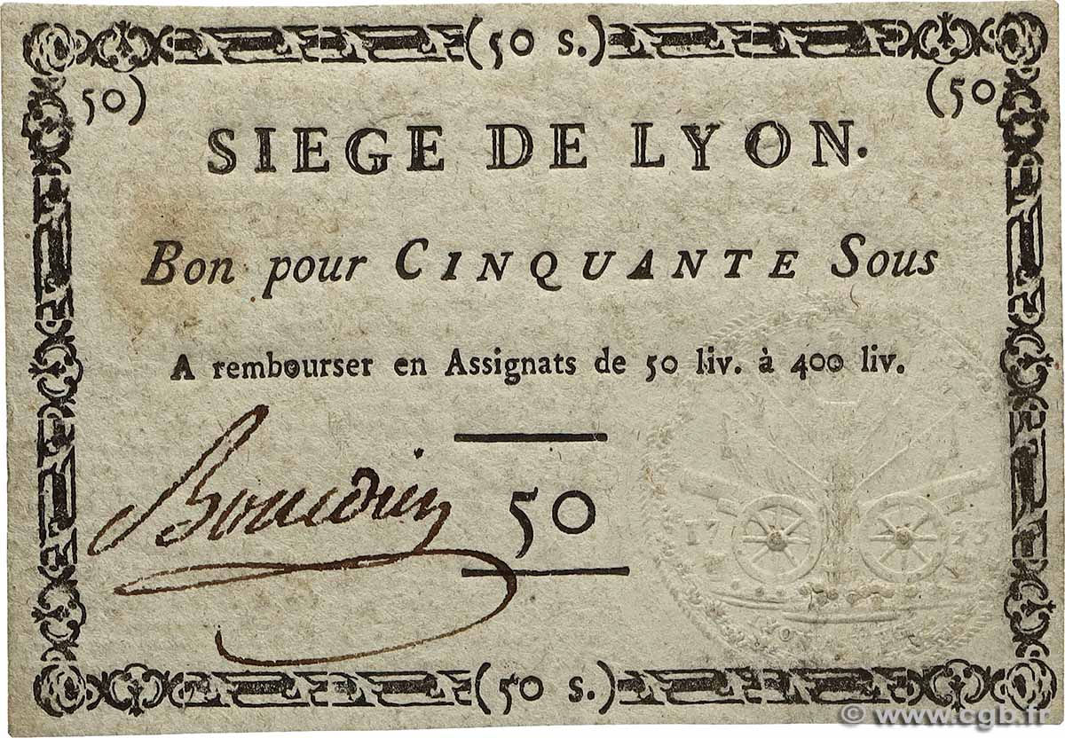 50 Sous FRANCE regionalism and various Lyon 1793 Kol.137 AU