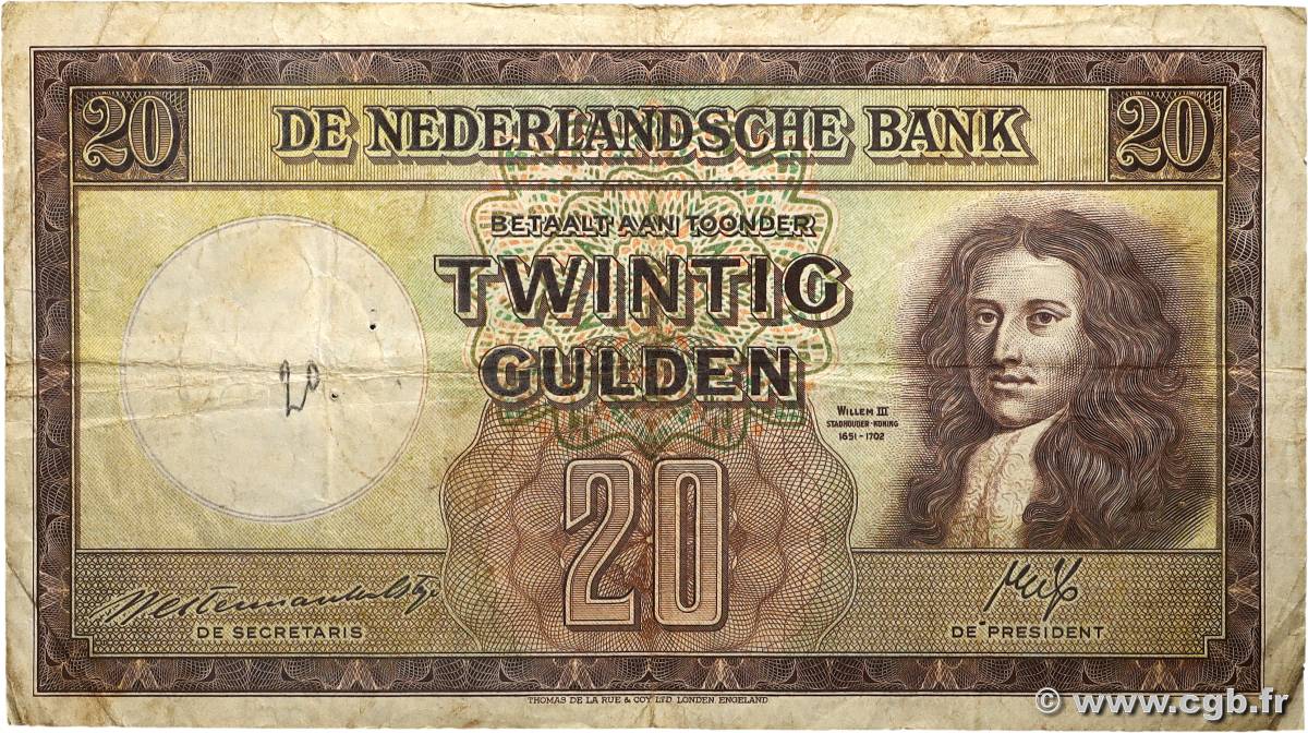 20 Gulden PAYS-BAS  1945 P.076 TB