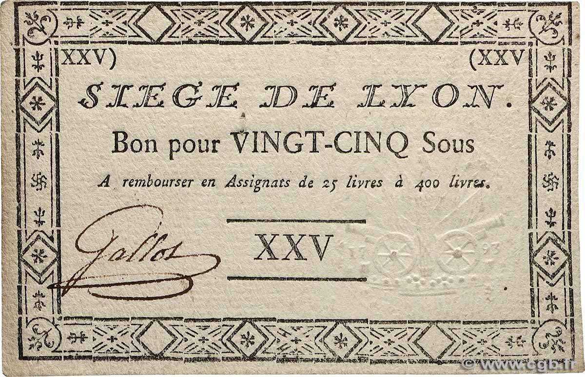 25 Sous FRANCE regionalism and various Lyon 1793 Kol.136b XF