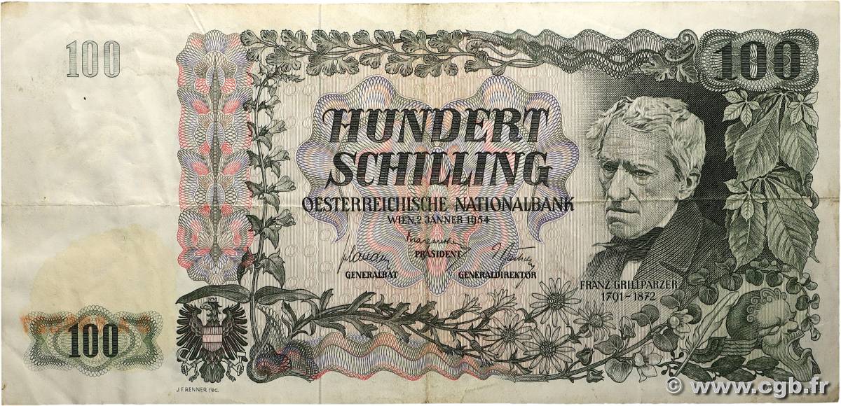 100 Schilling AUTRICHE  1954 P.133a TB+
