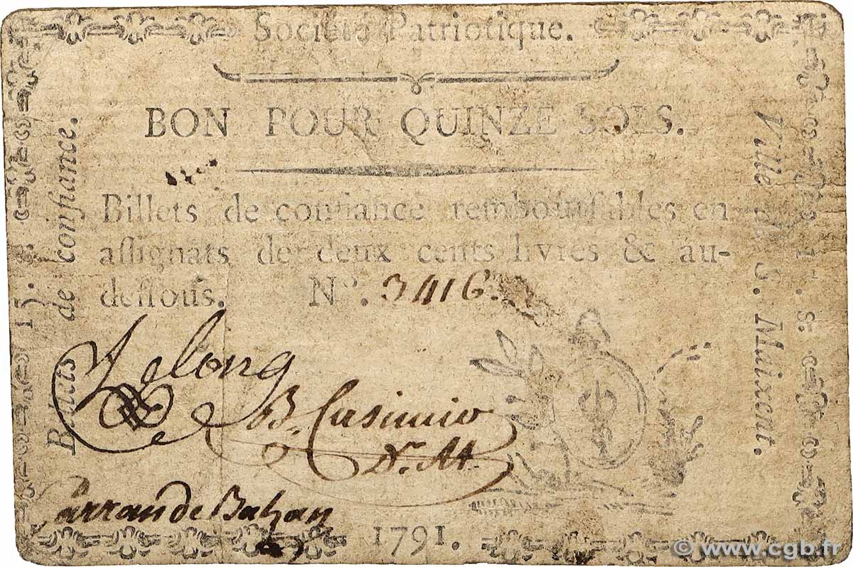 15 Sols FRANCE regionalism and various Saint-Maixent 1791 Kc.79.063 F
