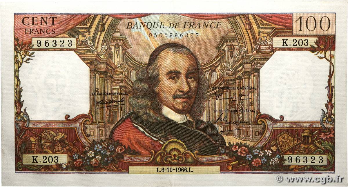 100 Francs CORNEILLE FRANCE  1966 F.65.15 SUP+