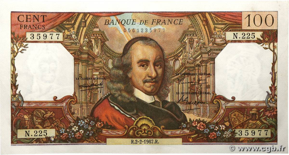 100 Francs CORNEILLE FRANCE  1967 F.65.16 pr.SPL