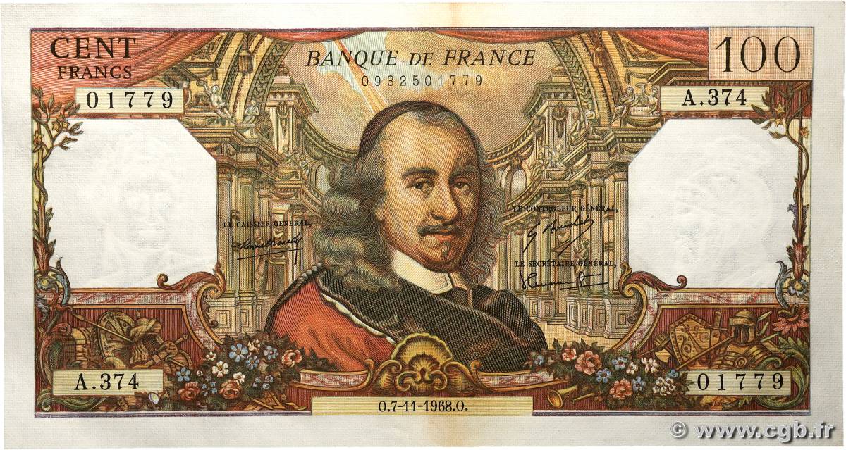 100 Francs CORNEILLE FRANCE  1968 F.65.24 SUP