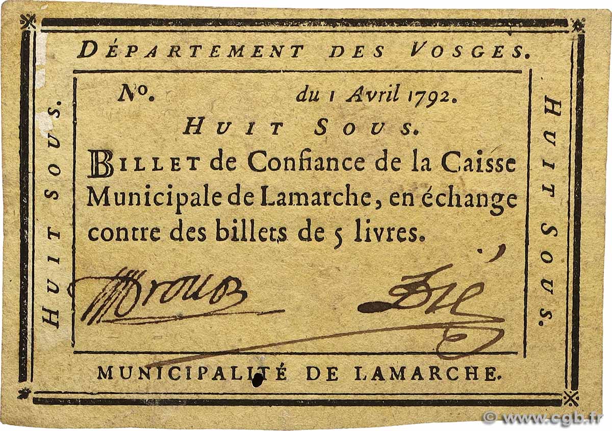 8 Sous FRANCE regionalism and various Lamarche 1792 Kc.88.046 VF