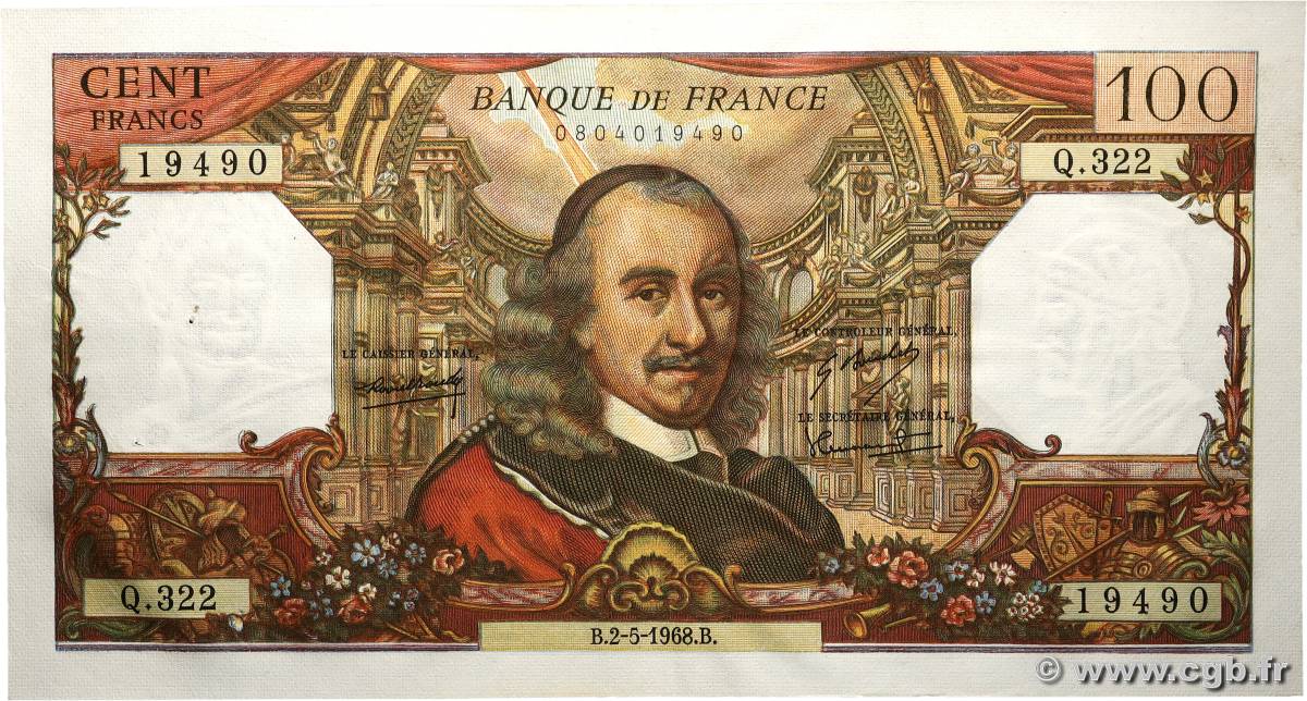 100 Francs CORNEILLE FRANCE  1968 F.65.22 SUP