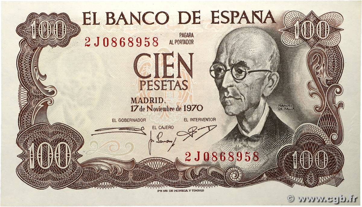 100 Pesetas ESPAGNE  1970 P.152a pr.NEUF