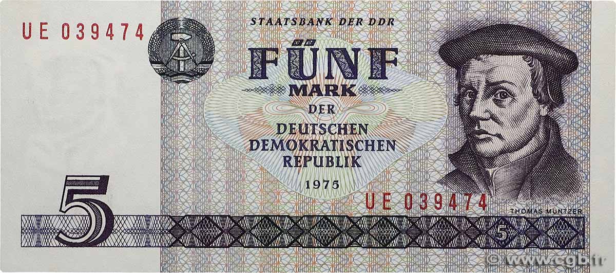 5 Mark ALLEMAGNE RÉPUBLIQUE DÉMOCRATIQUE  1975 P.27b NEUF