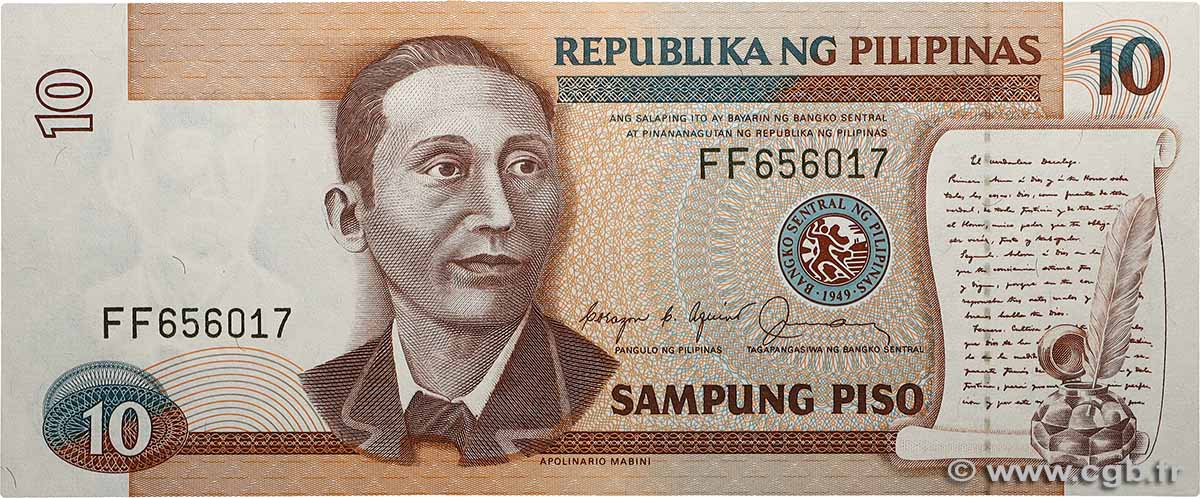 10 Pesos PHILIPPINES  1985 P.169b NEUF