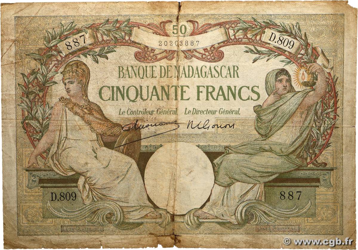 50 Francs MADAGASCAR  1937 P.038 G