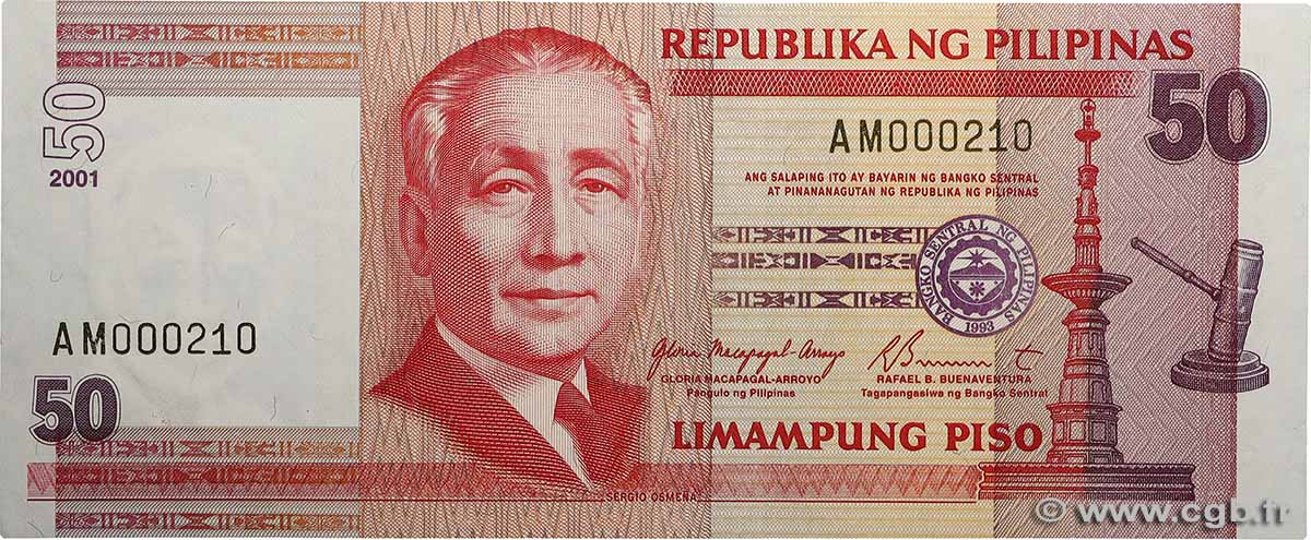 50 Piso PHILIPPINES  2001 P.193a pr.NEUF