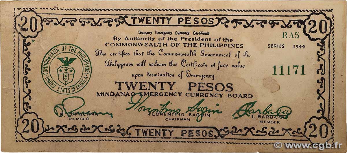20 Pesos PHILIPPINES  1944 PS.528d TTB+