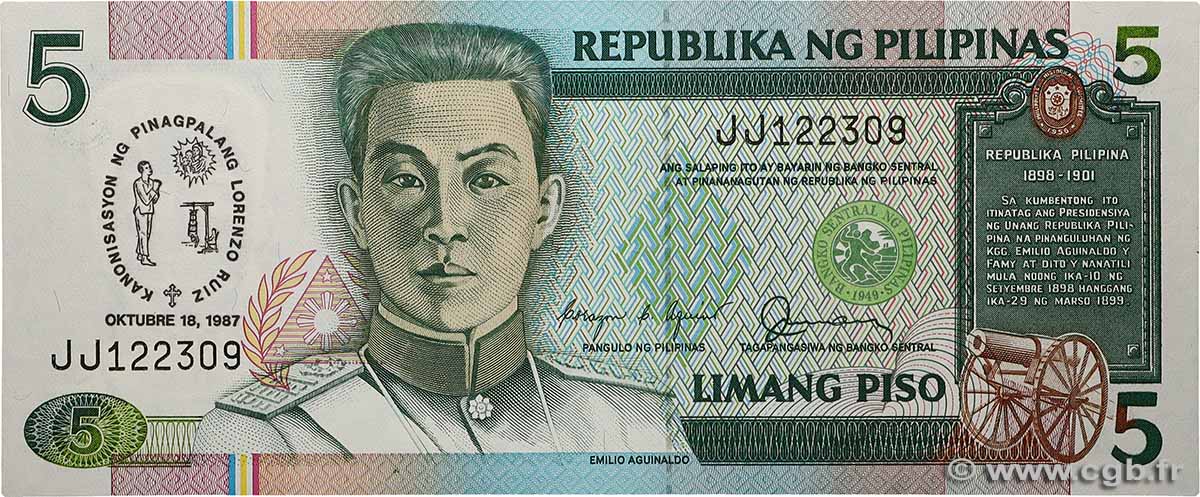 5 Pesos PHILIPPINES  1987 P.176a NEUF