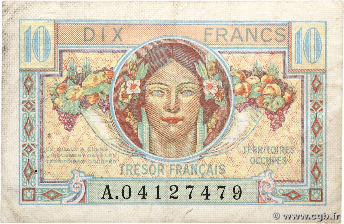 10 Francs TRÉSOR FRANÇAIS FRANCE  1947 VF.30.01 pr.TTB
