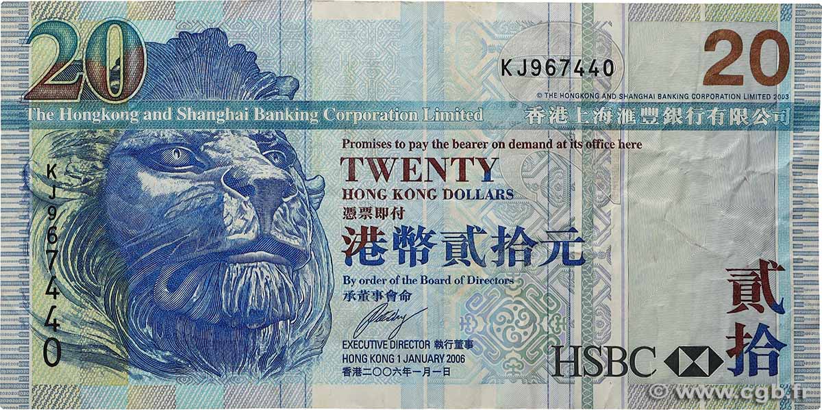 20 Dollars HONG KONG  2006 P.335c TB