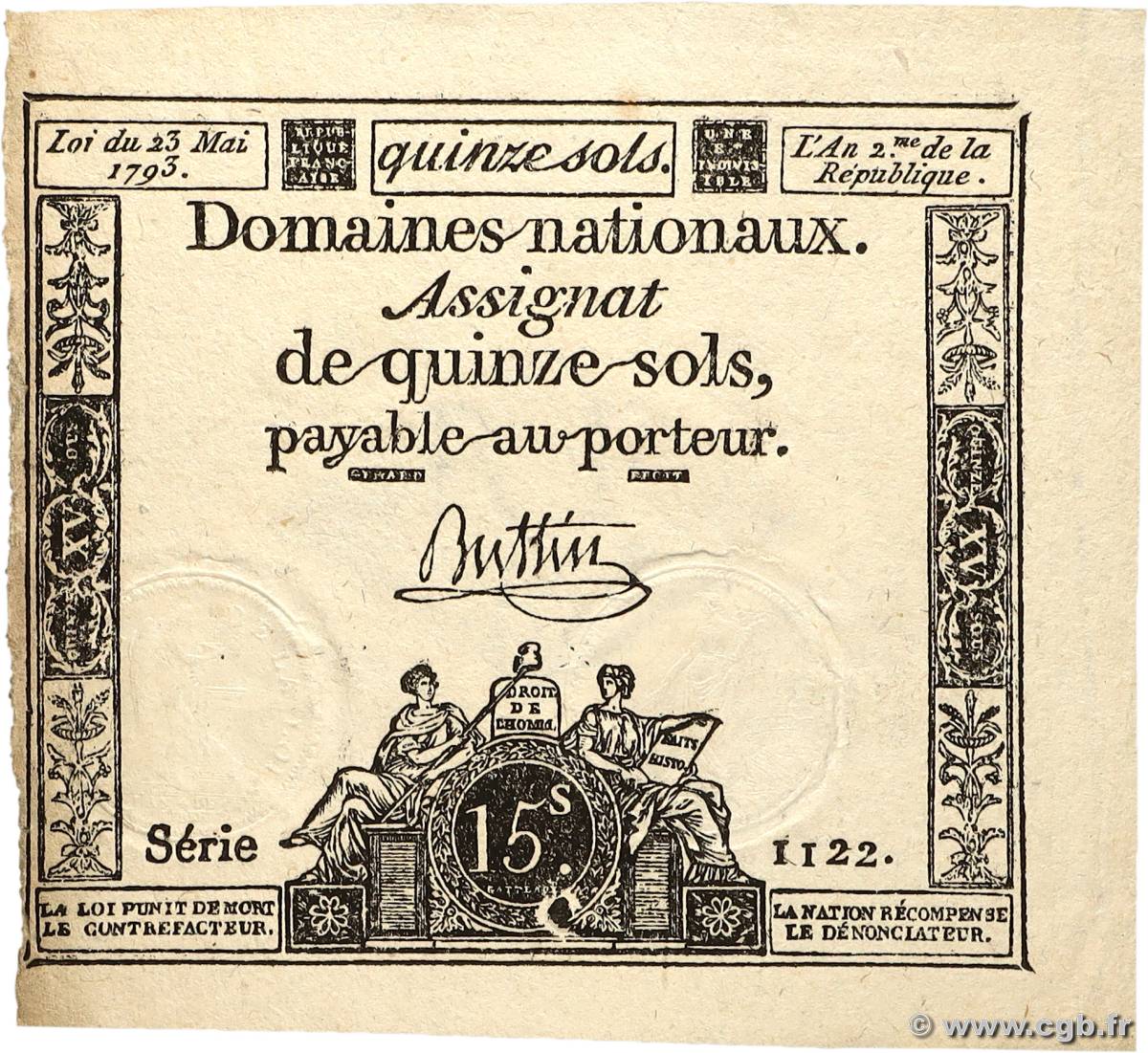 15 Sols FRANCE  1793 Ass.41b TTB+