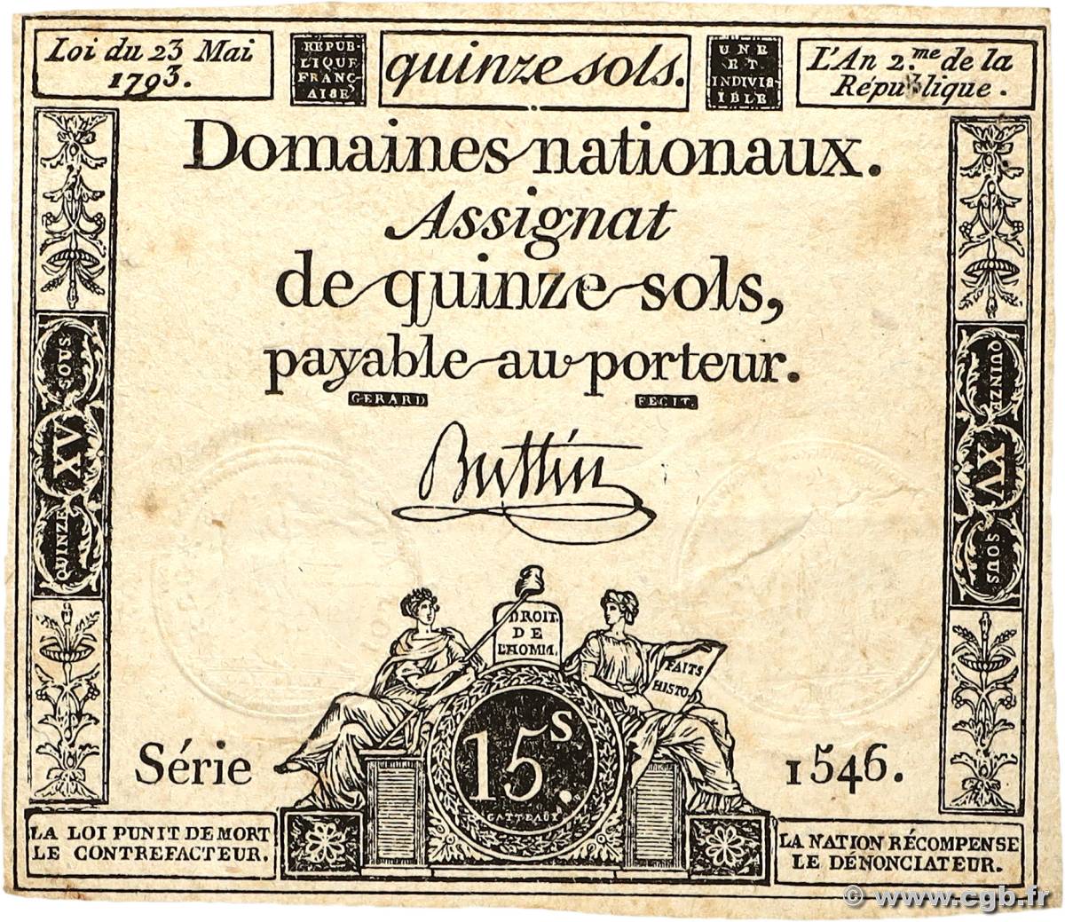 15 Sols FRANCE  1793 Ass.41b VF