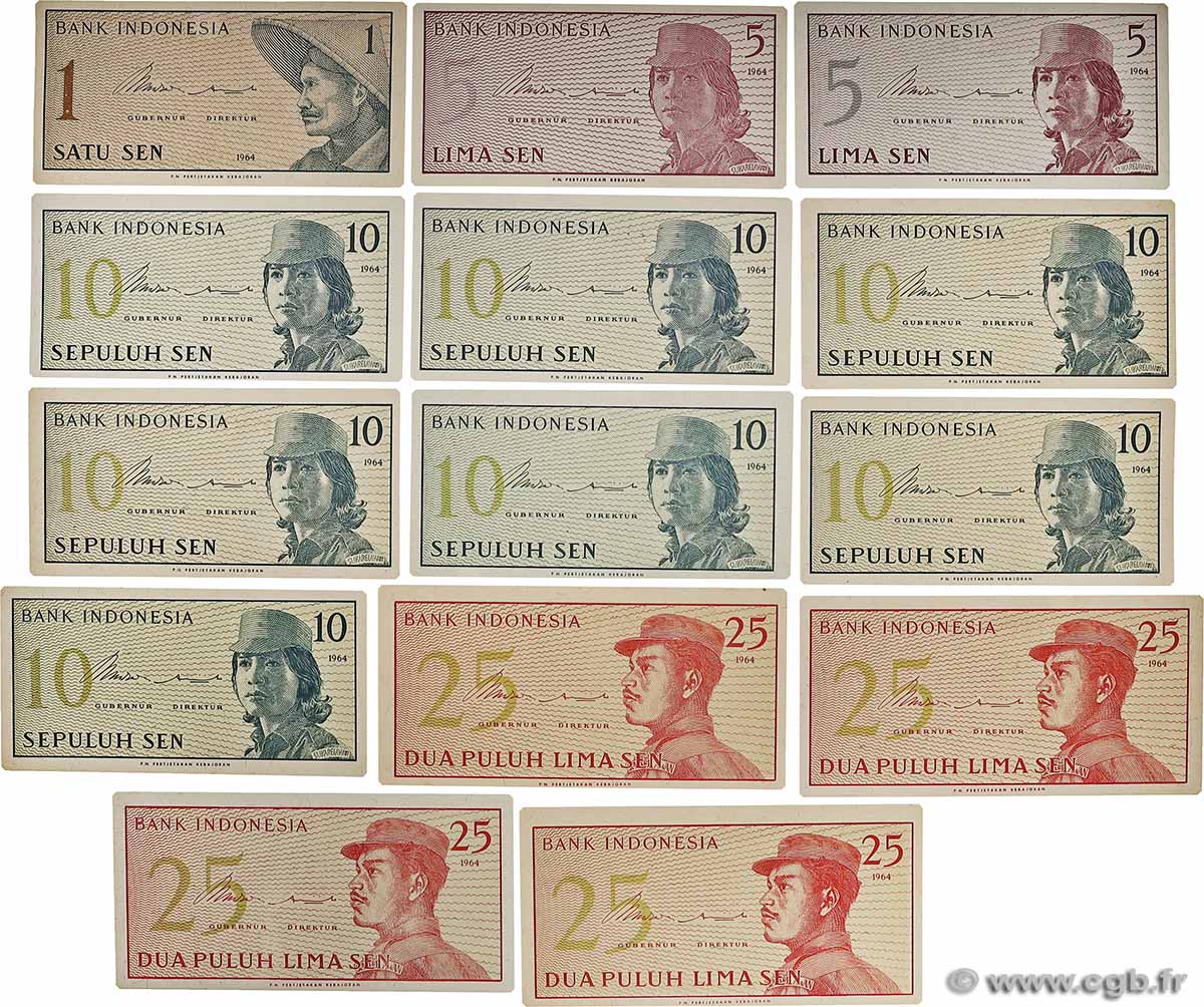1 à  25 Sens Lot INDONÉSIE  1964 P.090 au P.093 NEUF