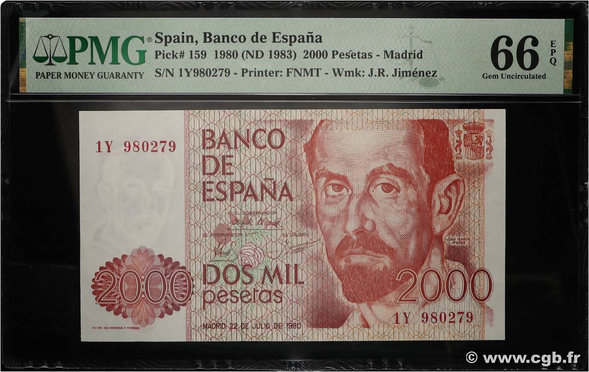 2000 Pesetas SPAIN  1980 P.159 UNC
