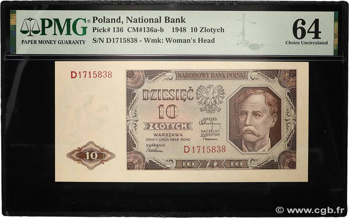 10 Zlotych POLOGNE  1948 P.136 pr.NEUF