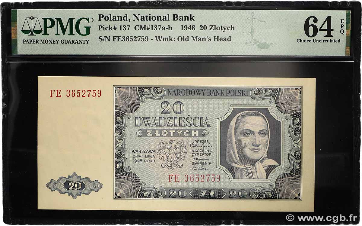 20 Zlotych POLAND  1948 P.137a UNC-