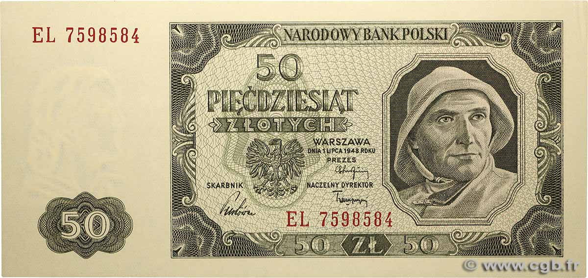 50 Zlotych POLOGNE  1948 P.138 pr.NEUF