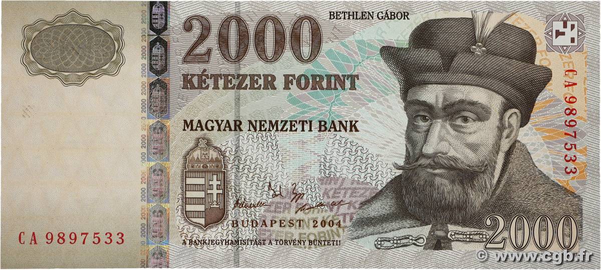 2000 Forint UNGHERIA  2004 P.190c FDC