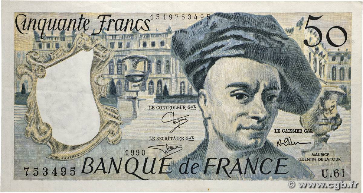 50 Francs QUENTIN DE LA TOUR FRANCE  1990 F.67.16 TTB+