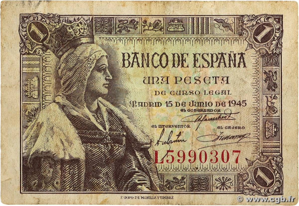1 Peseta SPANIEN  1945 P.128a S