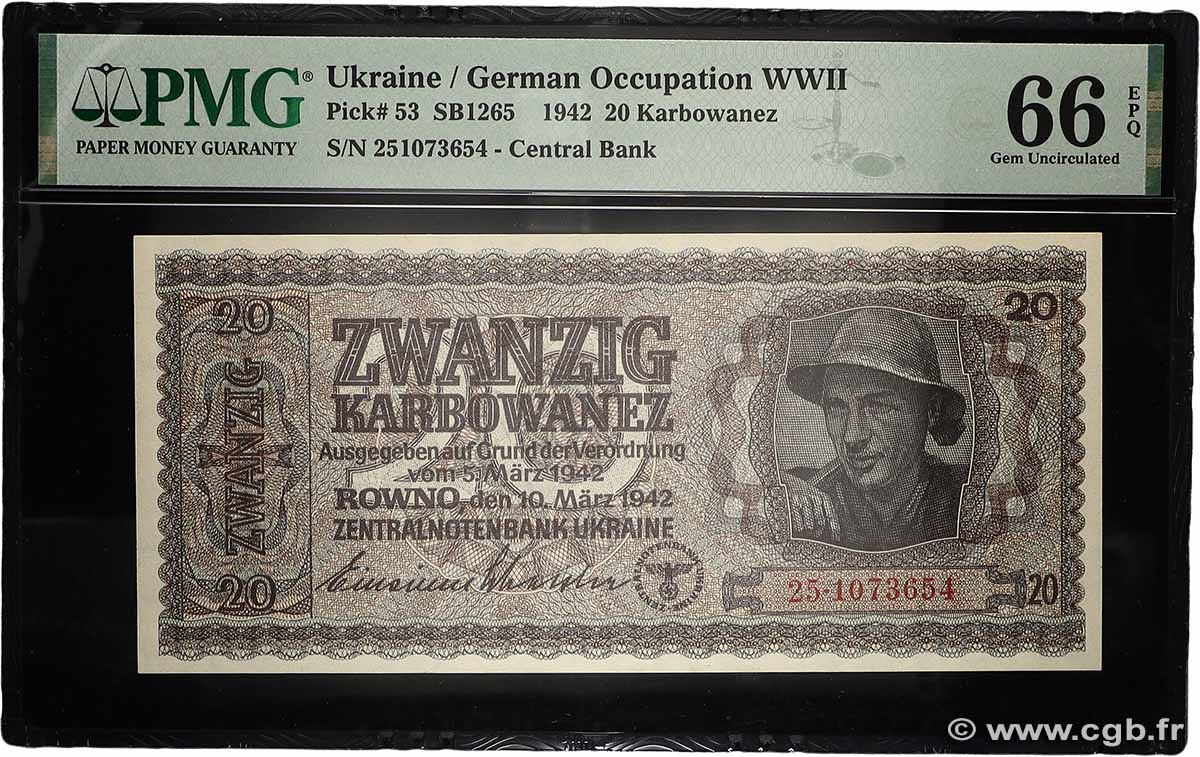 20 Karbowanez UKRAINE  1942 P.053 UNC