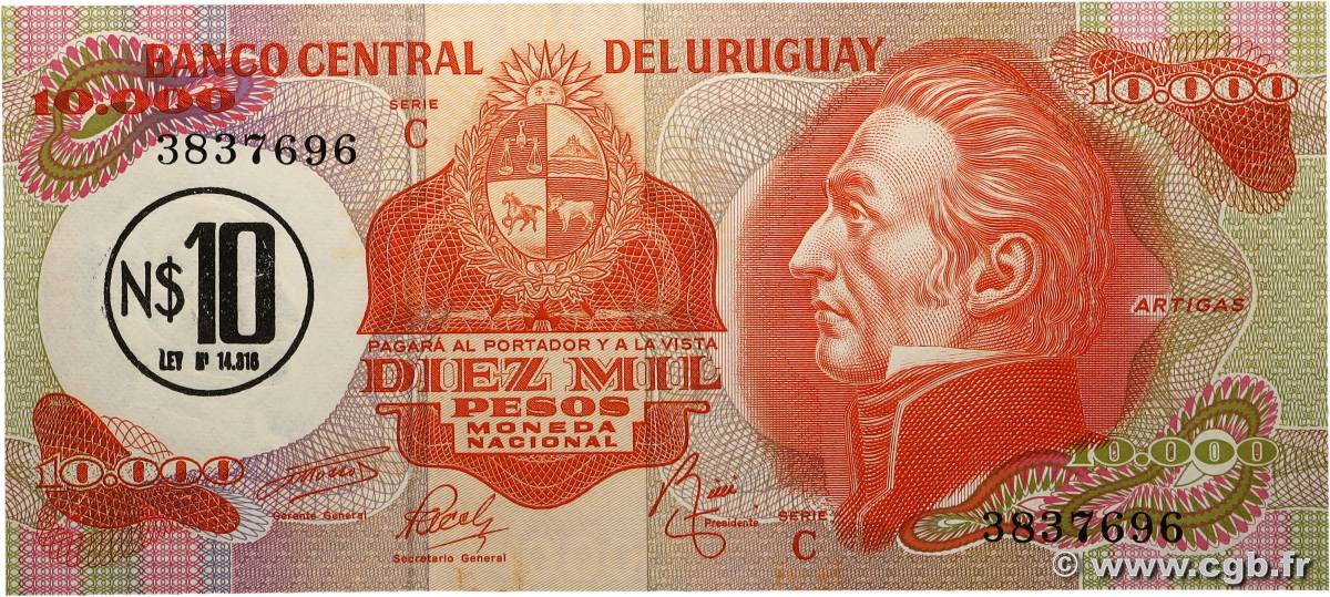 10 Nuevos Pesos sur 10000 Pesos URUGUAY  1975 P.058 pr.NEUF