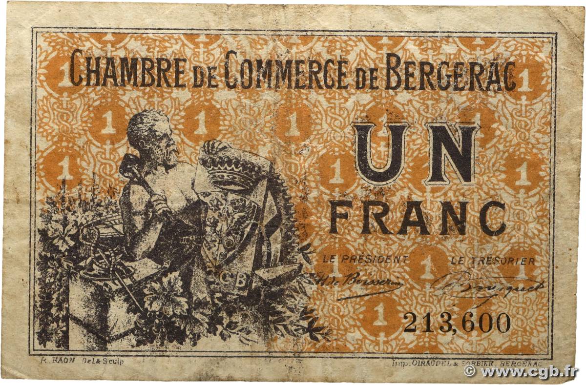 1 Franc FRANCE régionalisme et divers Bergerac 1921 JP.024.40 TB