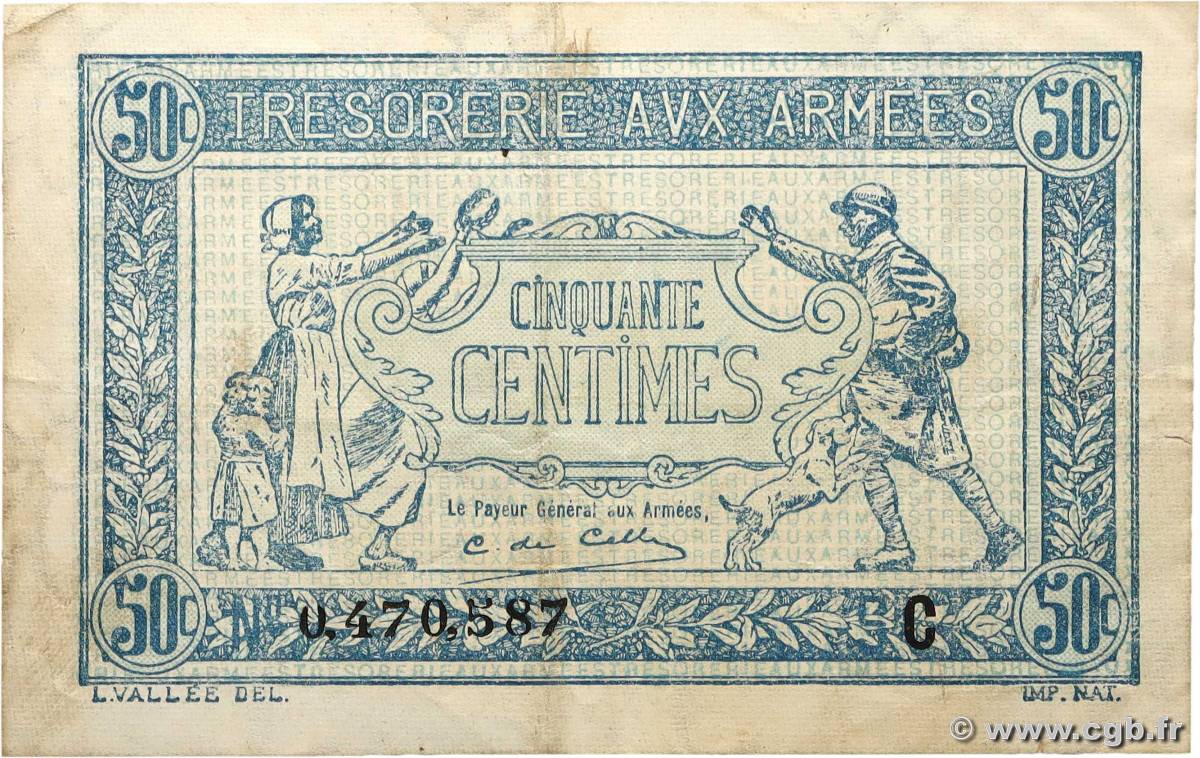 50 Centimes TRÉSORERIE AUX ARMÉES 1917 FRANCE  1917 VF.01.03 TTB