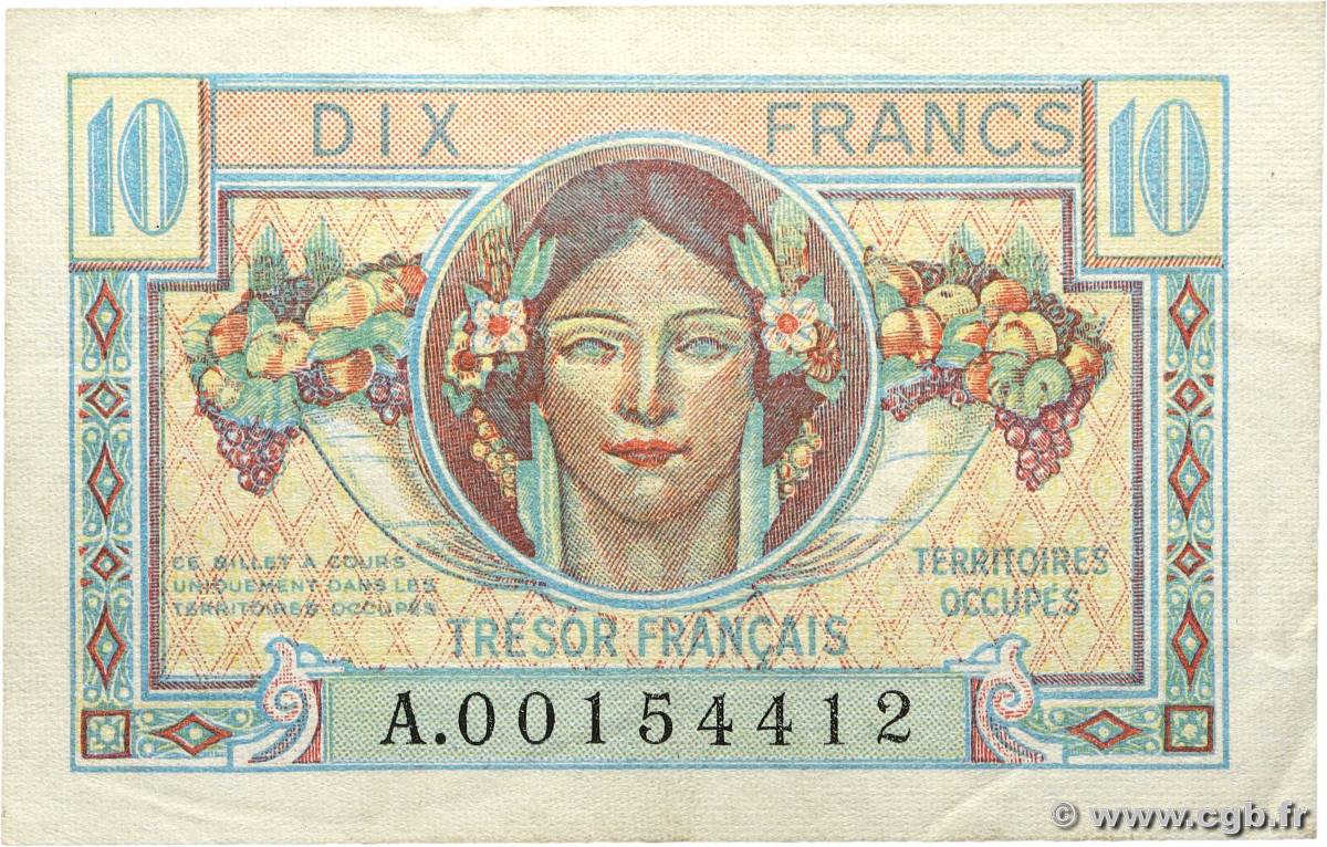 10 Francs TRÉSOR FRANÇAIS FRANCE  1947 VF.30.01 TTB+