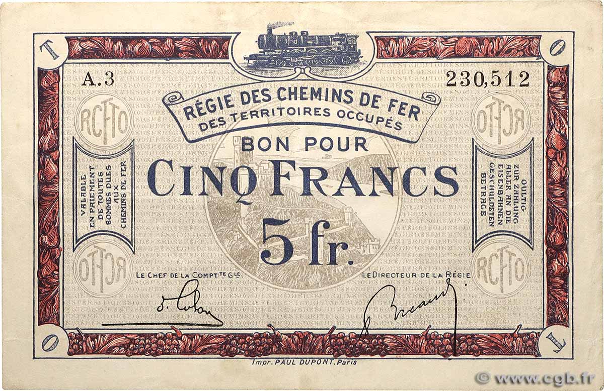 5 Francs FRANCE regionalism and various  1918 JP.135.06 VF