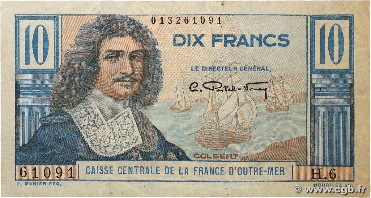 10 Francs Colbert CCFOM AFRIQUE ÉQUATORIALE FRANÇAISE  1947 A.130a VF