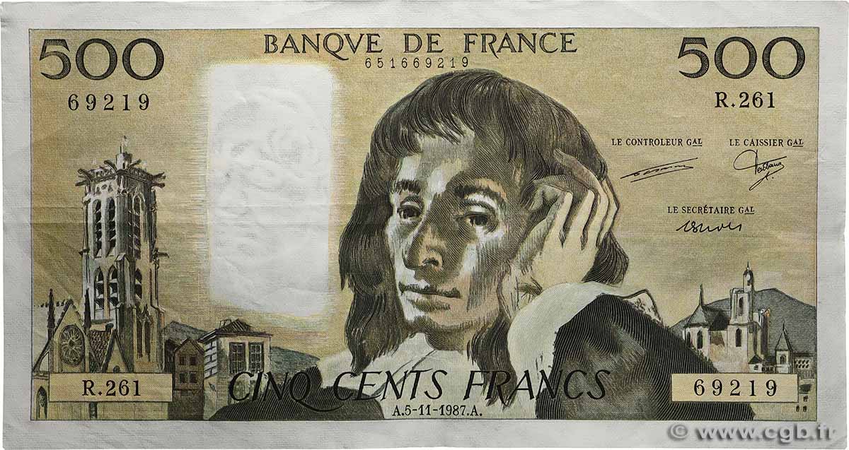 500 Francs PASCAL FRANCE  1987 F.71.37 TTB+