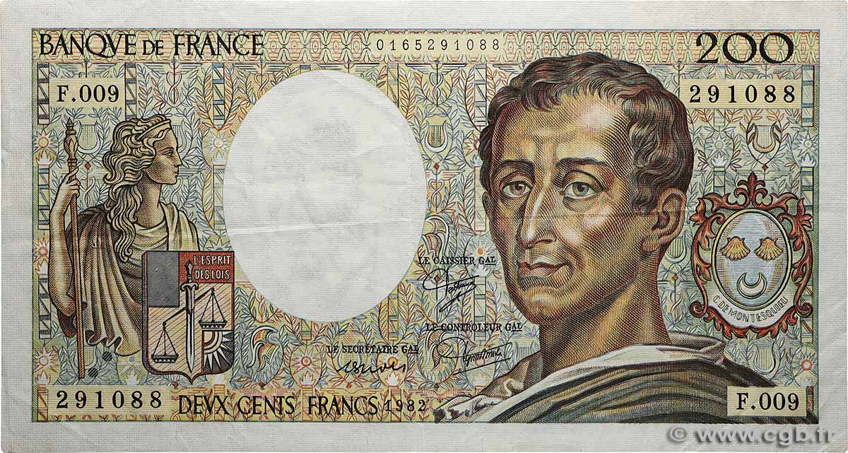 200 Francs MONTESQUIEU FRANCE  1982 F.70.02 TTB