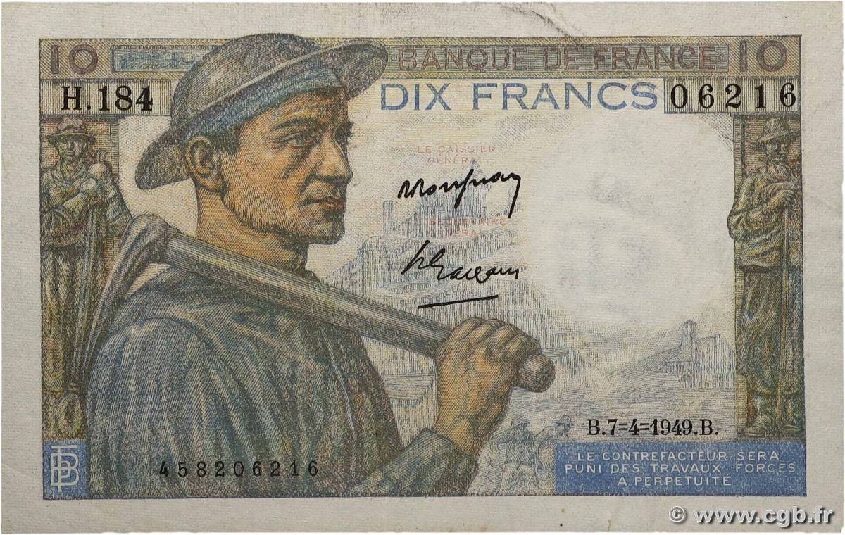 10 Francs MINEUR FRANCE  1949 F.08.21 TTB