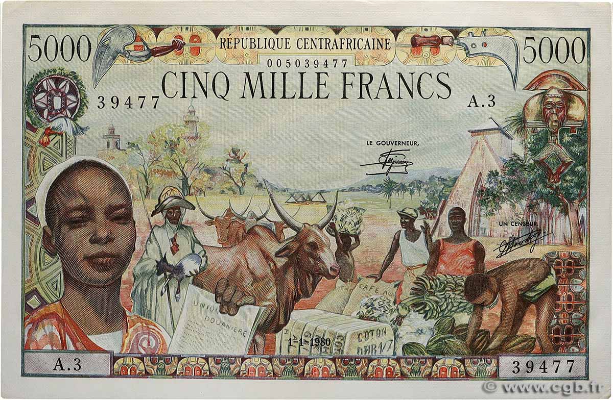 5000 Francs type 1962 ZENTRALAFRIKANISCHE REPUBLIK  1980 A.190a fST