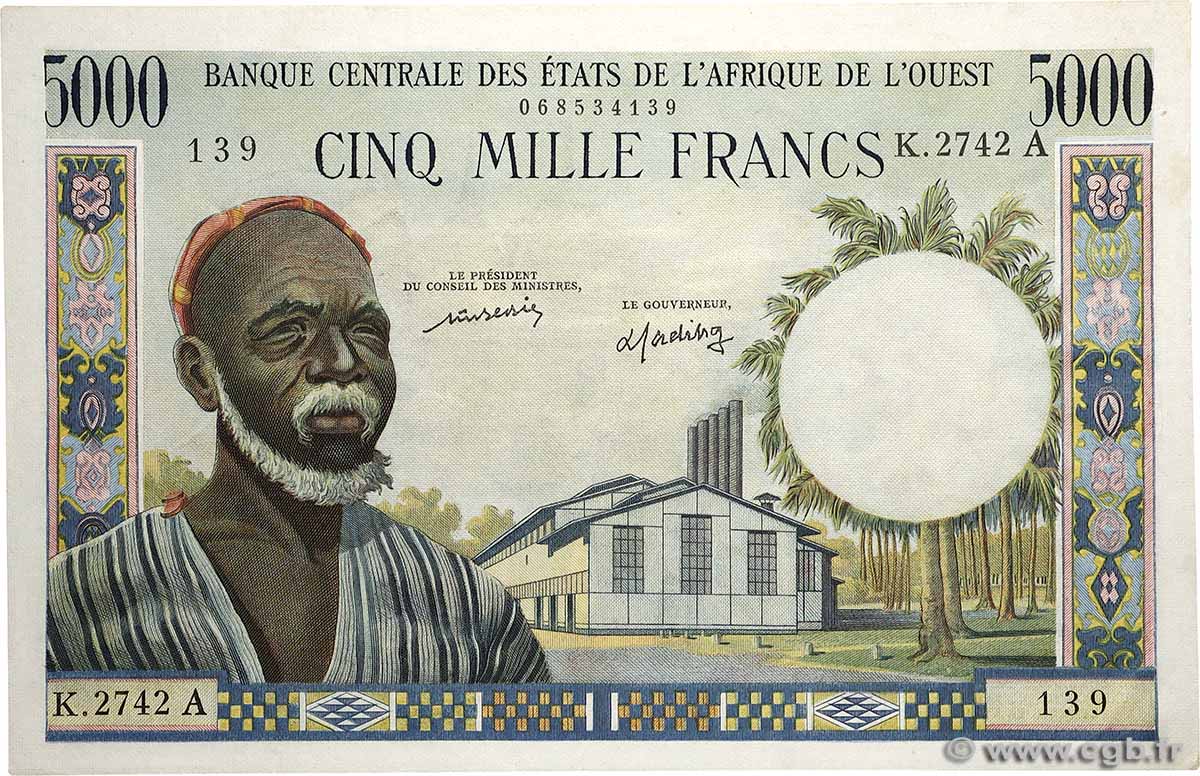 5000 Francs ÉTATS DE L&nbsp;AFRIQUE DE L&nbsp;OUEST  1976 P.104Aj SUP+