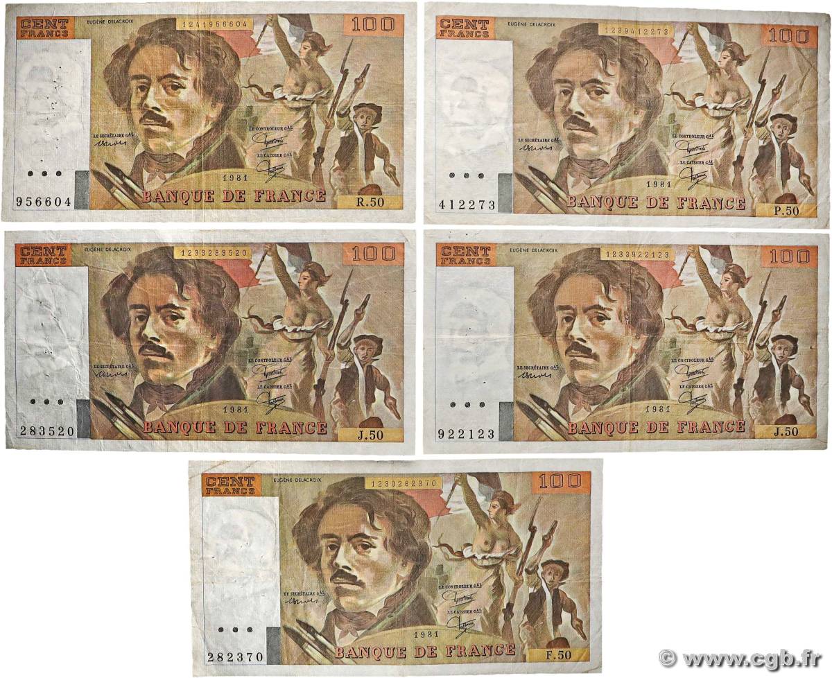 100 Francs DELACROIX modifié Lot FRANCE  1981 F.69.05 B+