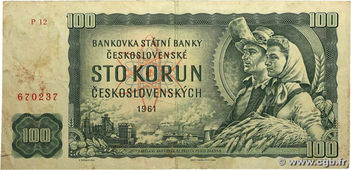 100 Korun TCHÉCOSLOVAQUIE  1961 P.091e TB